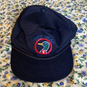 Vintage Duck Head Rope Hat – Navy Blue Embroidered Duck Logo Cap